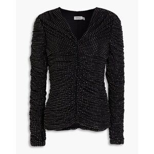 Black crystal embellished jersey top